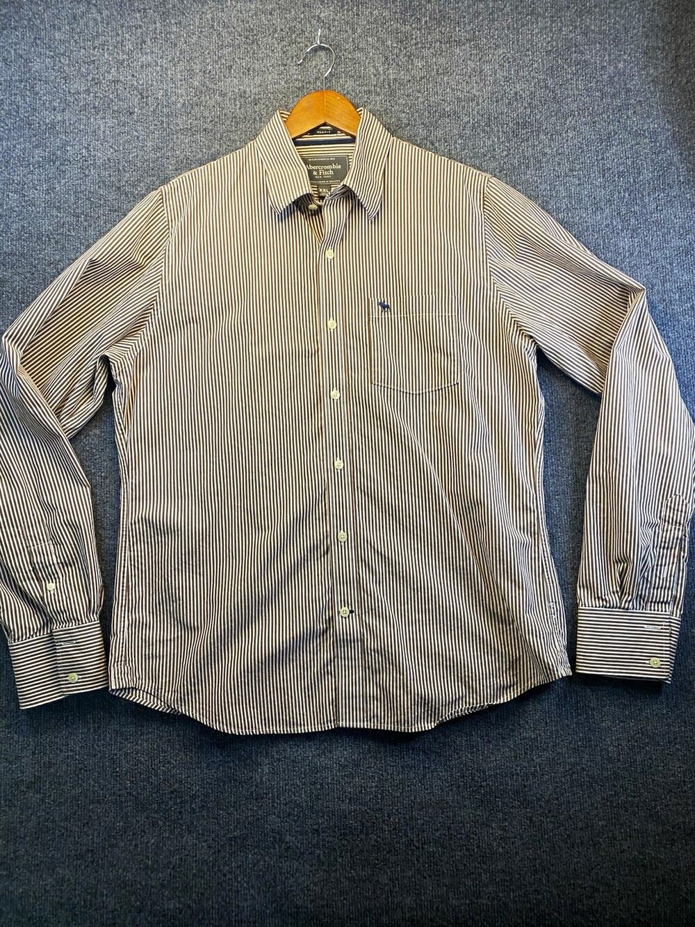 Vintage Abercrombie & Fitch Muscle 2XL Big & Tall Brown White Striped Shirt